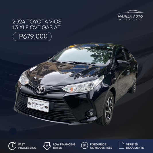 2024 TOYOTA VIOS 1.3 XLE CVT GAS AUTOMATIC TRANSMISSION (1T KMS ONLY)