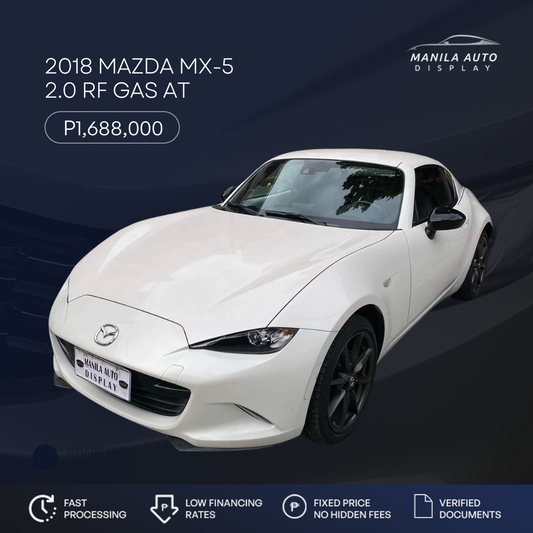 2018 MAZDA MX5 MX-5 RF 2.0 GAS AUTOMATIC TRANSMISSION