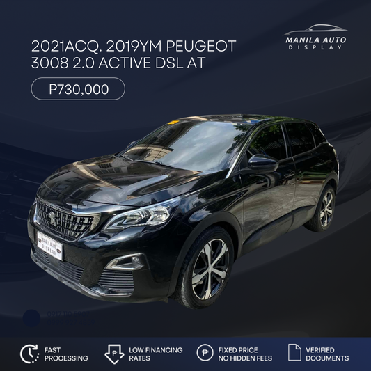 2021ACQ 2019YM PEUGEOT 3008 ACTIVE 2.0 DSL AUTOMATIC TRANSMISSION